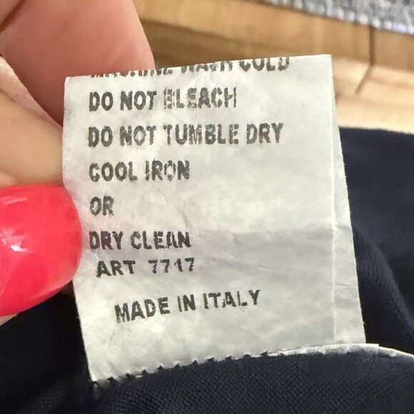 Piazzo Roma Navy Blue Lace Detail Silk Dress S Crocheted Detail Italy Romantic - Picture 7 of 7